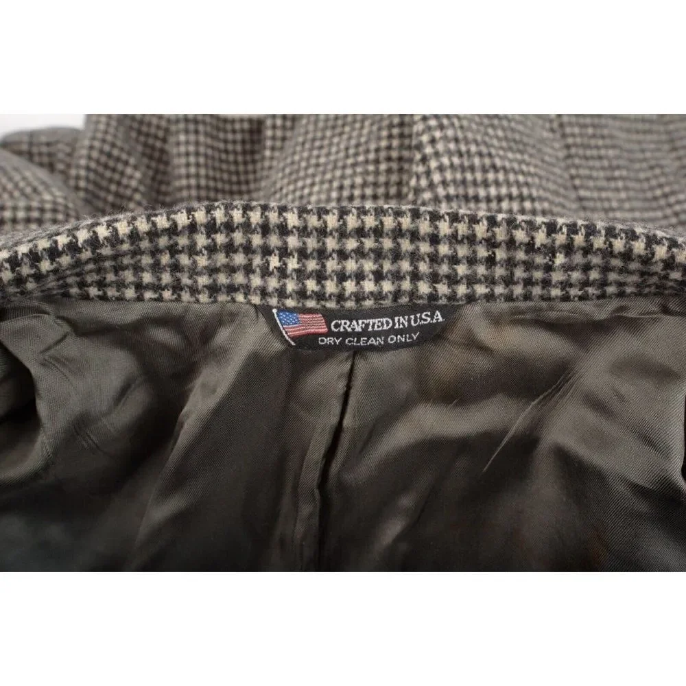 Woolrich Mens Wool Houndstooth Blazer Suit Jacket Large Black White Sport Coat